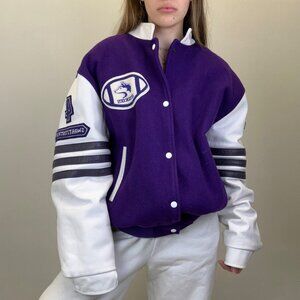 Vintage Purple and White Huskies “HPSS” #4 Varsity Jacket